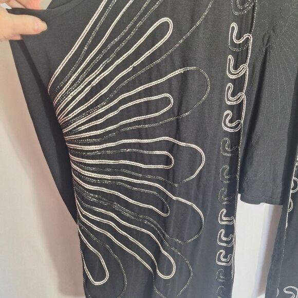 Maggie Womens Open Front Cardigan Embroidered Lightweight Whimsigoth Boho 5X - Picture 5 of 12